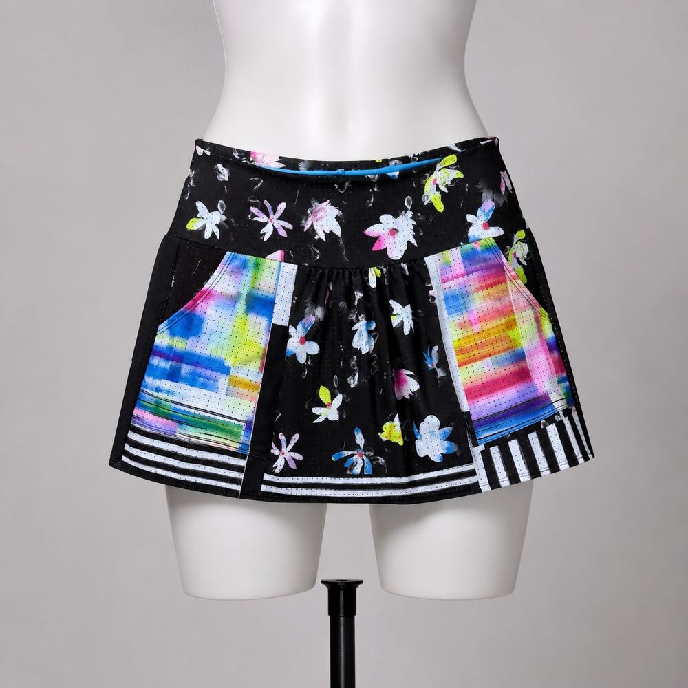 Lucky in Love Skort Women Large Golf Colorblock Floral Rainbow Abstract Fun